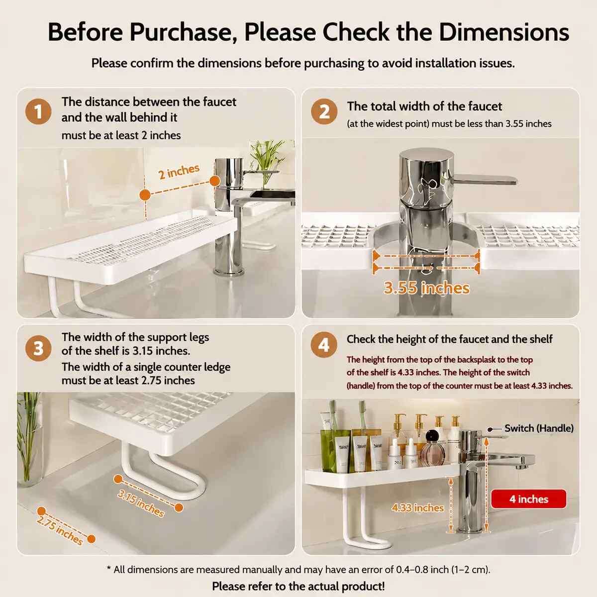 No-Drill Carbon Steel Bathroom Organizer