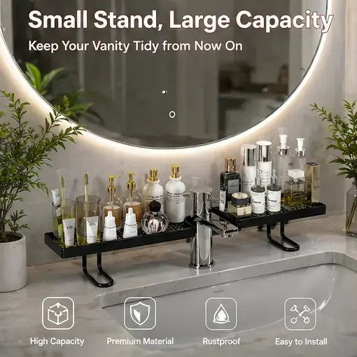 No-Drill Carbon Steel Bathroom Organizer
