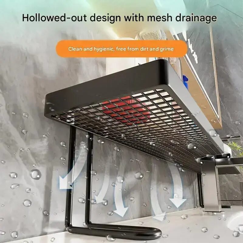 No-Drill Carbon Steel Bathroom Organizer