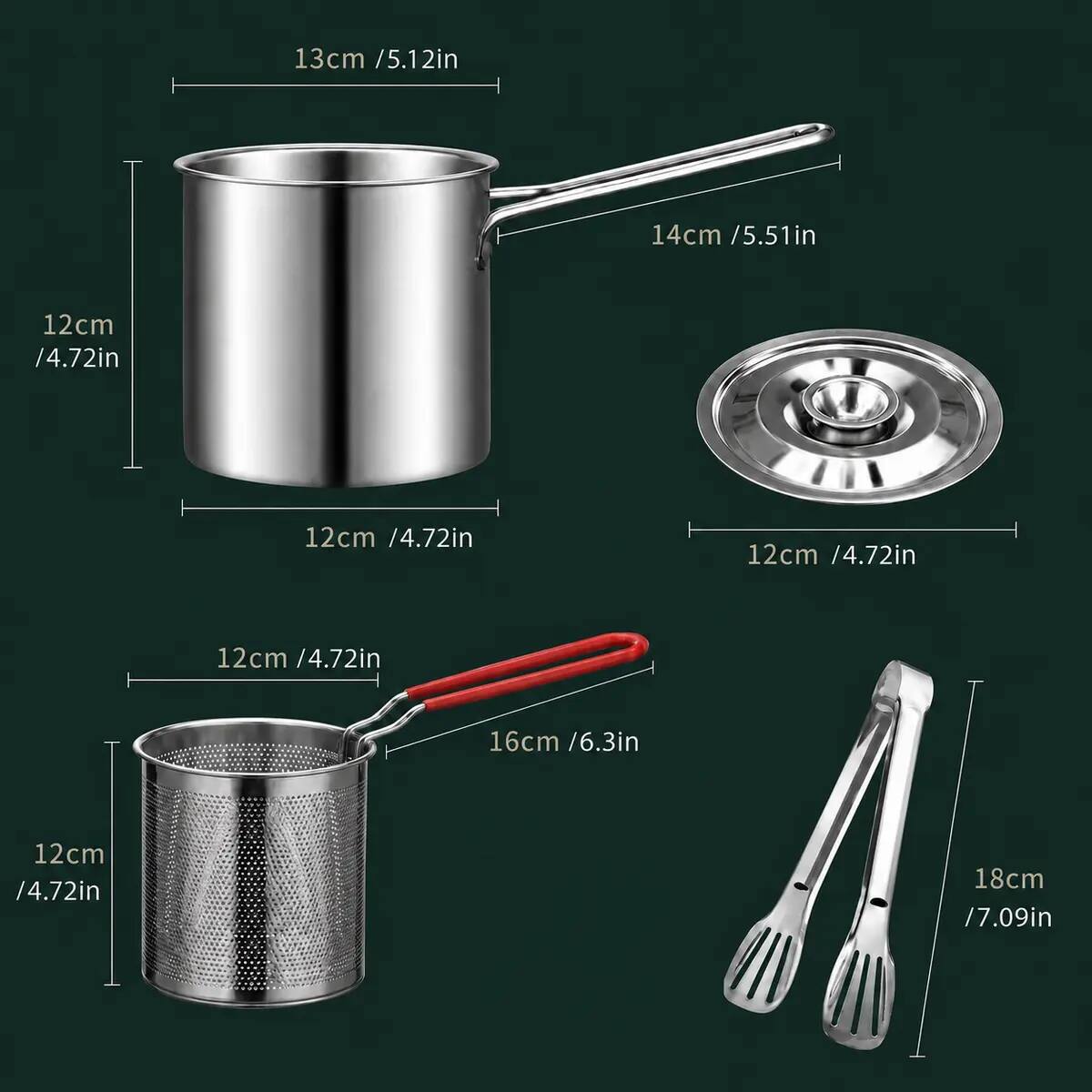 Single-Serve Stainless Steel Mini Deep Fryer Set
