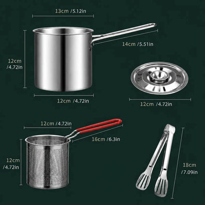 Single-Serve Stainless Steel Mini Deep Fryer Set