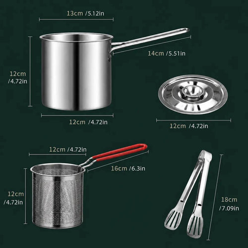 Single-Serve Stainless Steel Mini Deep Fryer Set