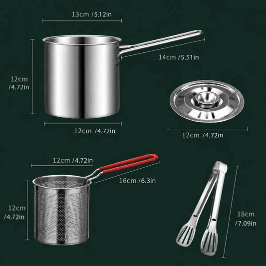 Single-Serve Stainless Steel Mini Deep Fryer Set