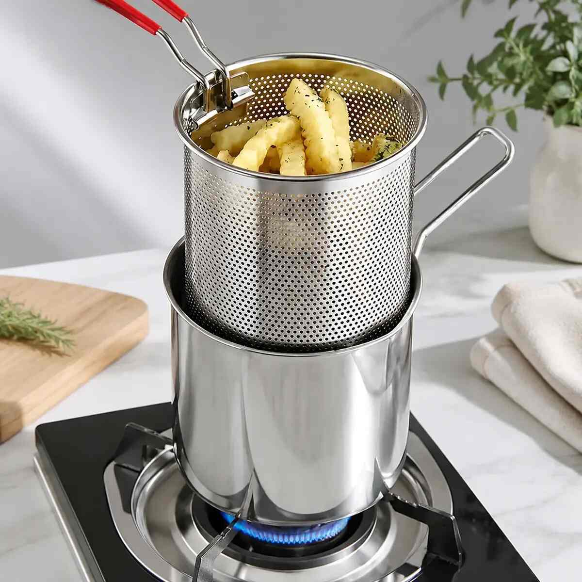 Single-Serve Stainless Steel Mini Deep Fryer Set