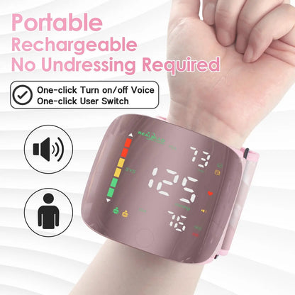 One-Touch Curved Screen Wrist Blood Pressure Monitor