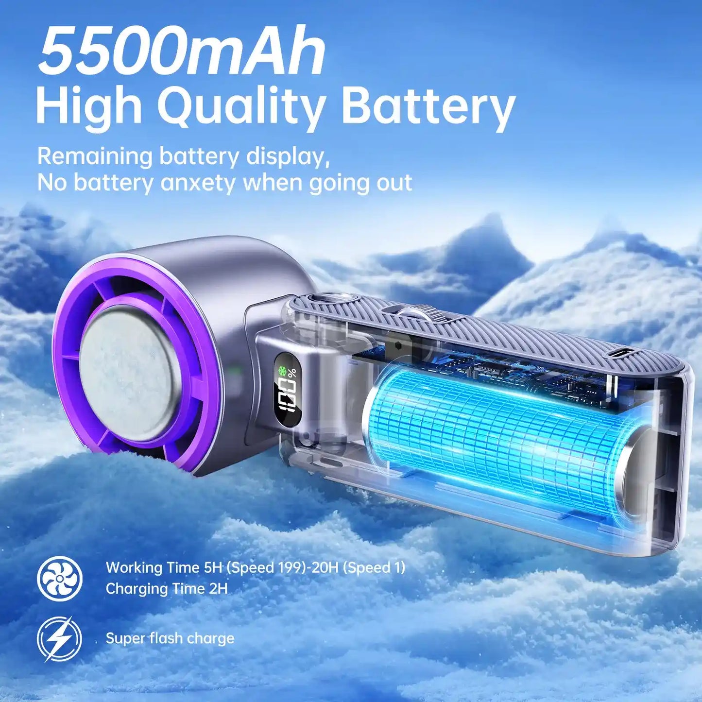 Portable Handheld Fan with Instant Ice Cooling Semiconductor Tech