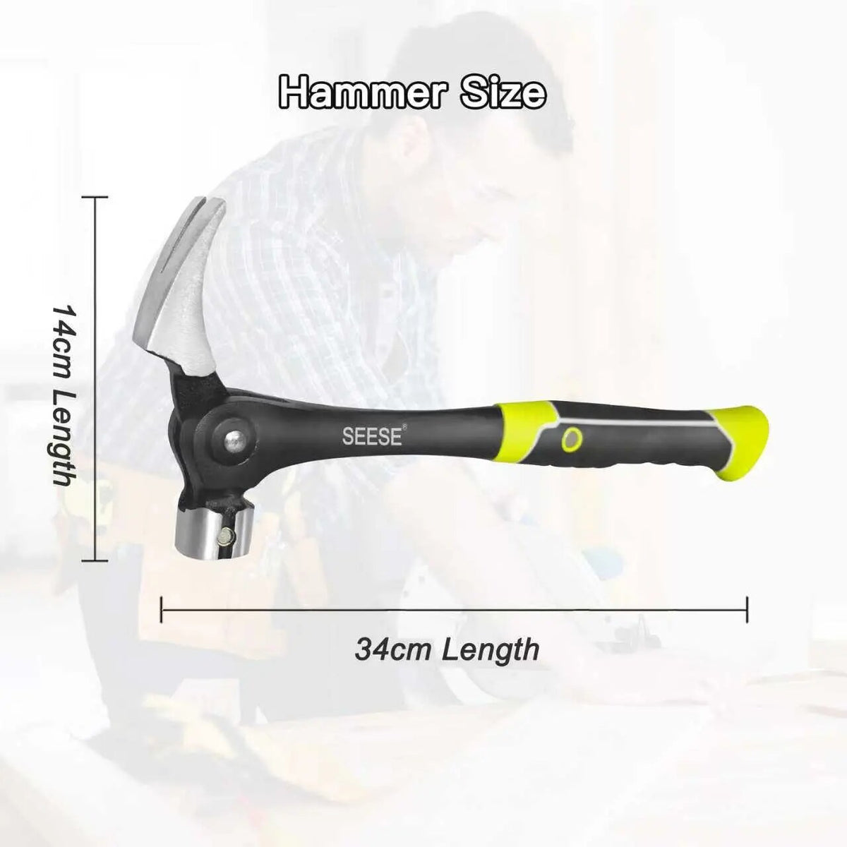 16oz Forged Steel Adjustable Claw Hammer with Magnetic Nail Starter