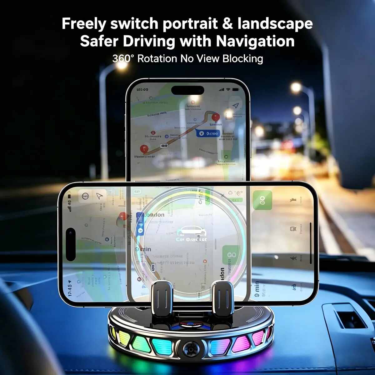 RGB Wireless Charging Car Phone Mount