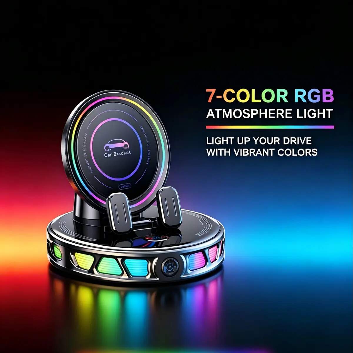 RGB Wireless Charging Car Phone Mount