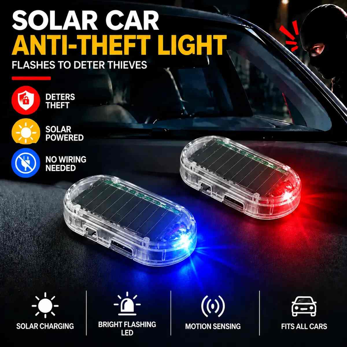 Solar Fake Car Alarm Warning Light