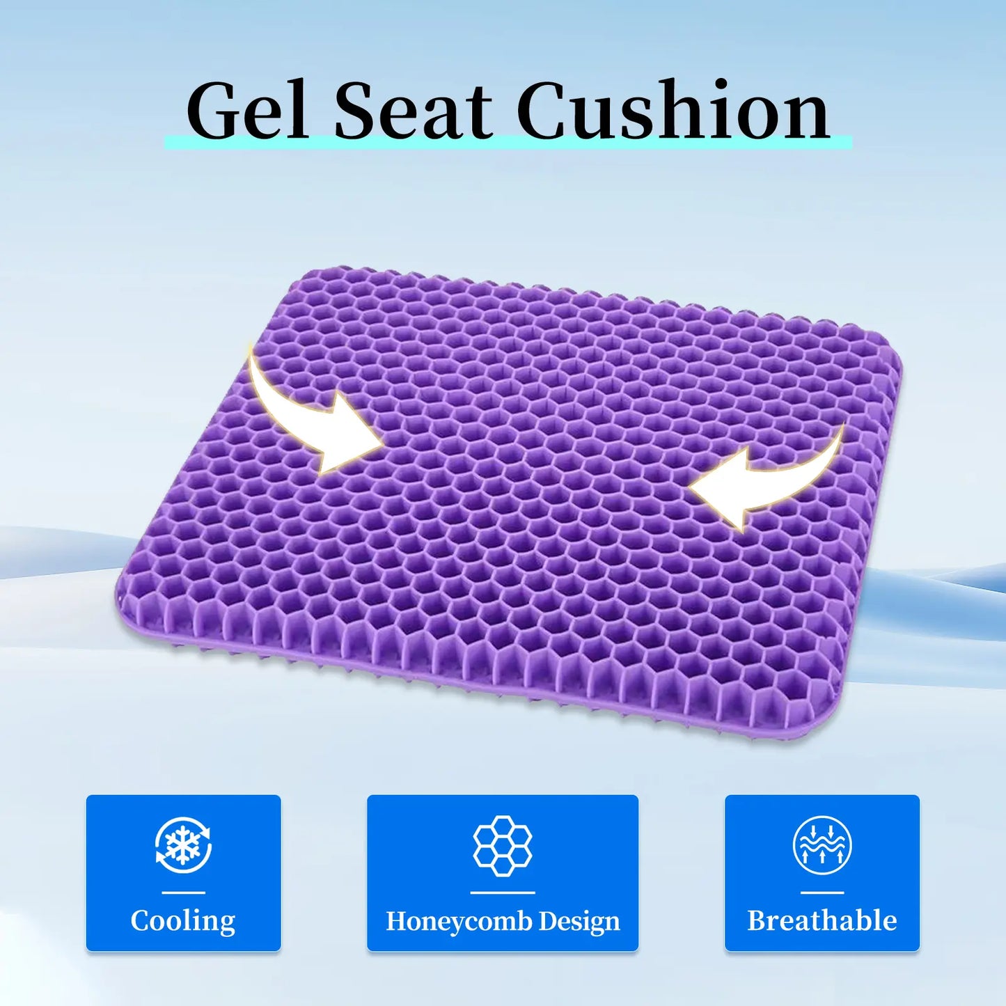 Double-Thick Gel Seat Cushion Honeycomb Breathable Non-Slip Cover
