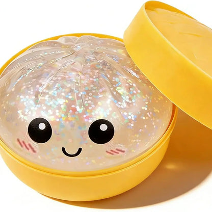 Greenish Glitter Dumpling, 3.15 inches in Diameter Dumpling Squishy, Greenish Dumplings for Spring