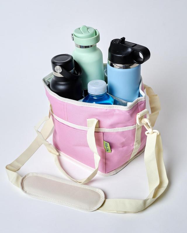 Family Size 4 Compartment Drink Bag, Multiple Tumbler Carrier Caddy Drinkware Insulated Sturdy Bottle