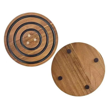 Magnetic Wooden Trivet 8 Inch Acacia Wood Heat Resistant Silicone Oven to Table Handsfree Kitchen Gadget