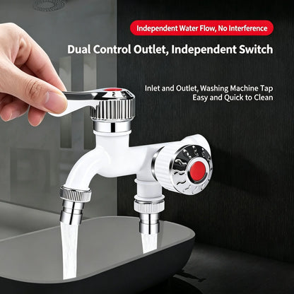 AquaSplit Dual Outlet Faucet – 1-in-2 Water Valve for Washer & Dishwasher