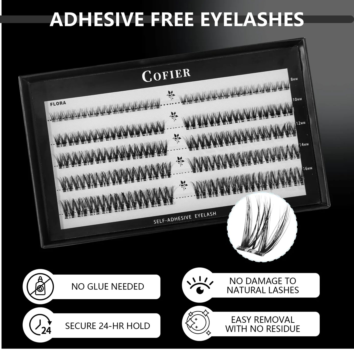 (100 Pcs) 【Hot Style】Cofier No Glue Lash Kit Jelly