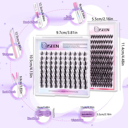 Eyelash Cluster Kit, D Curl Volume Cluster Lashes, Fluffy Eyelash Clusters