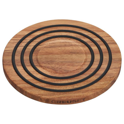 Magnetic Wooden Trivet 8 Inch Acacia Wood Heat Resistant Silicone Oven to Table Handsfree Kitchen Gadget