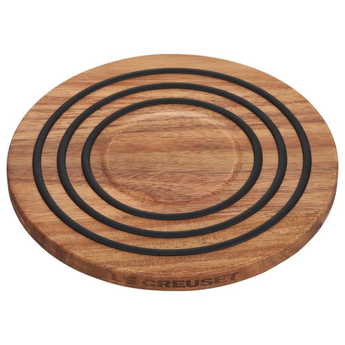 Magnetic Wooden Trivet 8 Inch Acacia Wood Heat Resistant Silicone Oven to Table Handsfree Kitchen Gadget