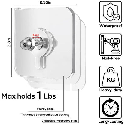 (50PCS) Adhesive Frame Hooks Wall Mount Self-Adhesive Hooks Suitable for Bathroom and Kitchen Decoration