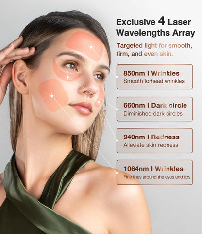 JOVS 4D Laser Therapy Mask for Face, LED Red Light Therapy Face Mask with 4 Wavelengths for Deep Anti-Aging