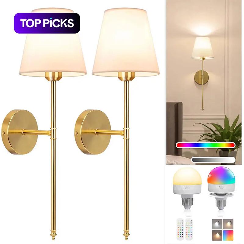 (2 in 1 Pack) Wireless Battery-Powered Wall Lamps in /, Remote Control Bedroom Lights