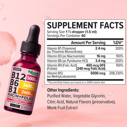 NUSAVA Vitamin B12 Liquid Drops, Vitamin B Complex