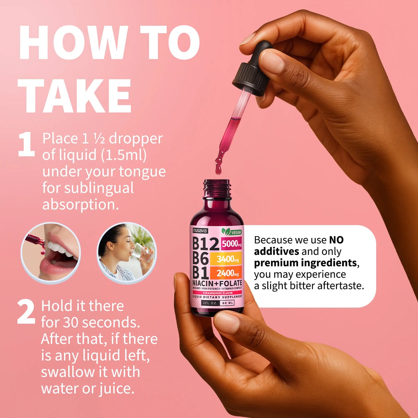 NUSAVA Vitamin B12 Liquid Drops, Vitamin B Complex