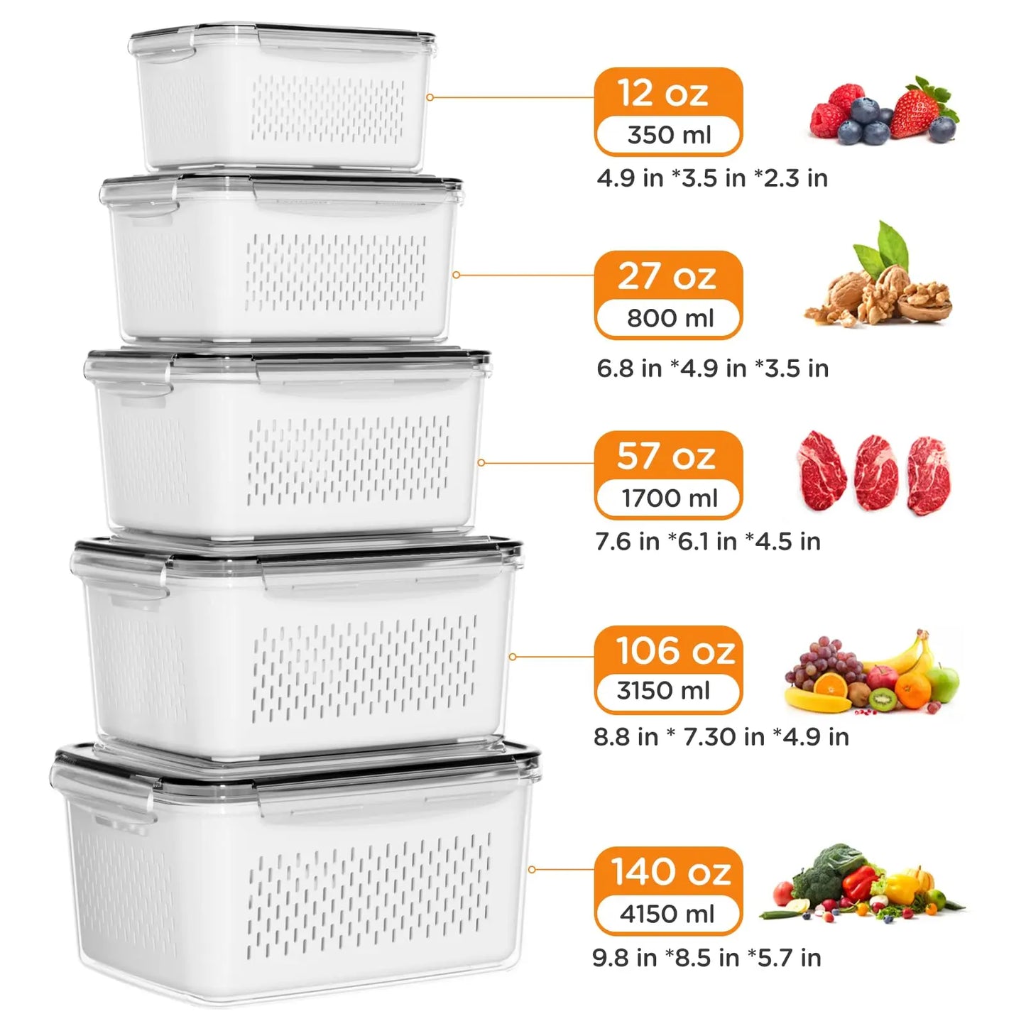 5 Pack Fridge Organizers and Storage