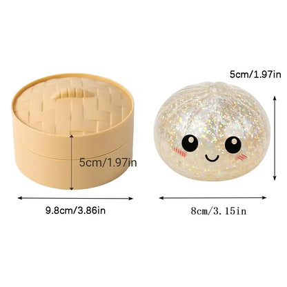 Greenish Glitter Dumpling, 3.15 inches in Diameter Dumpling Squishy, Greenish Dumplings for Spring