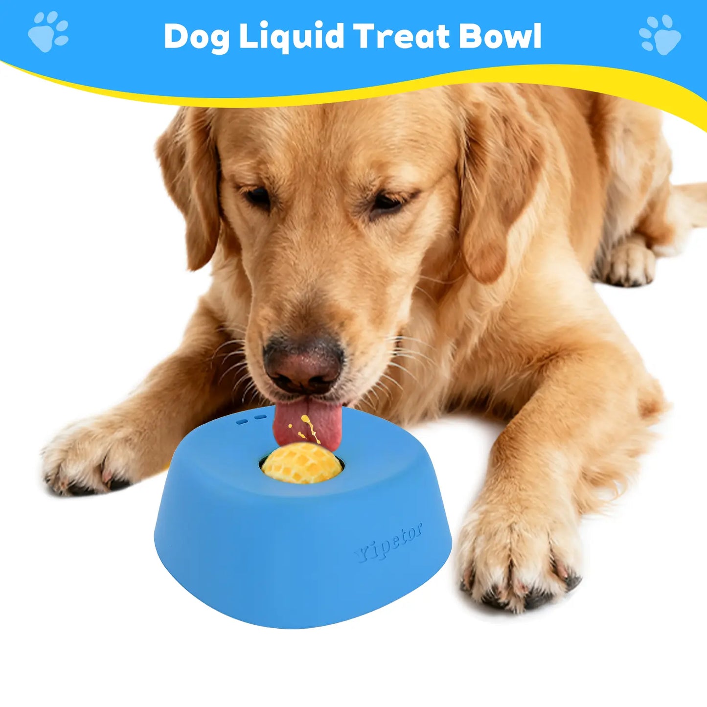 Yipetor Slow Feeder Dog Bowls for Liquid Treat, [Built-in Rolling Ball] No Spill Bone Broth Dog Licking Bowl