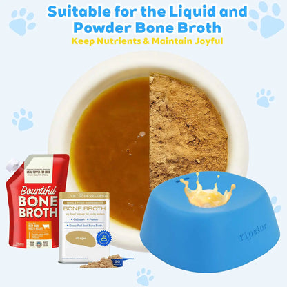 Yipetor Slow Feeder Dog Bowls for Liquid Treat, [Built-in Rolling Ball] No Spill Bone Broth Dog Licking Bowl