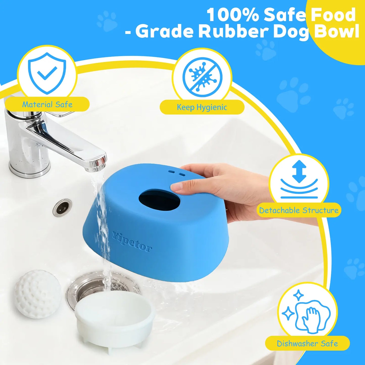 Yipetor Slow Feeder Dog Bowls for Liquid Treat, [Built-in Rolling Ball] No Spill Bone Broth Dog Licking Bowl