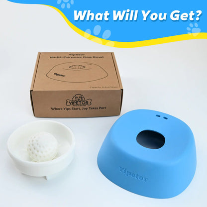 Yipetor Slow Feeder Dog Bowls for Liquid Treat, [Built-in Rolling Ball] No Spill Bone Broth Dog Licking Bowl
